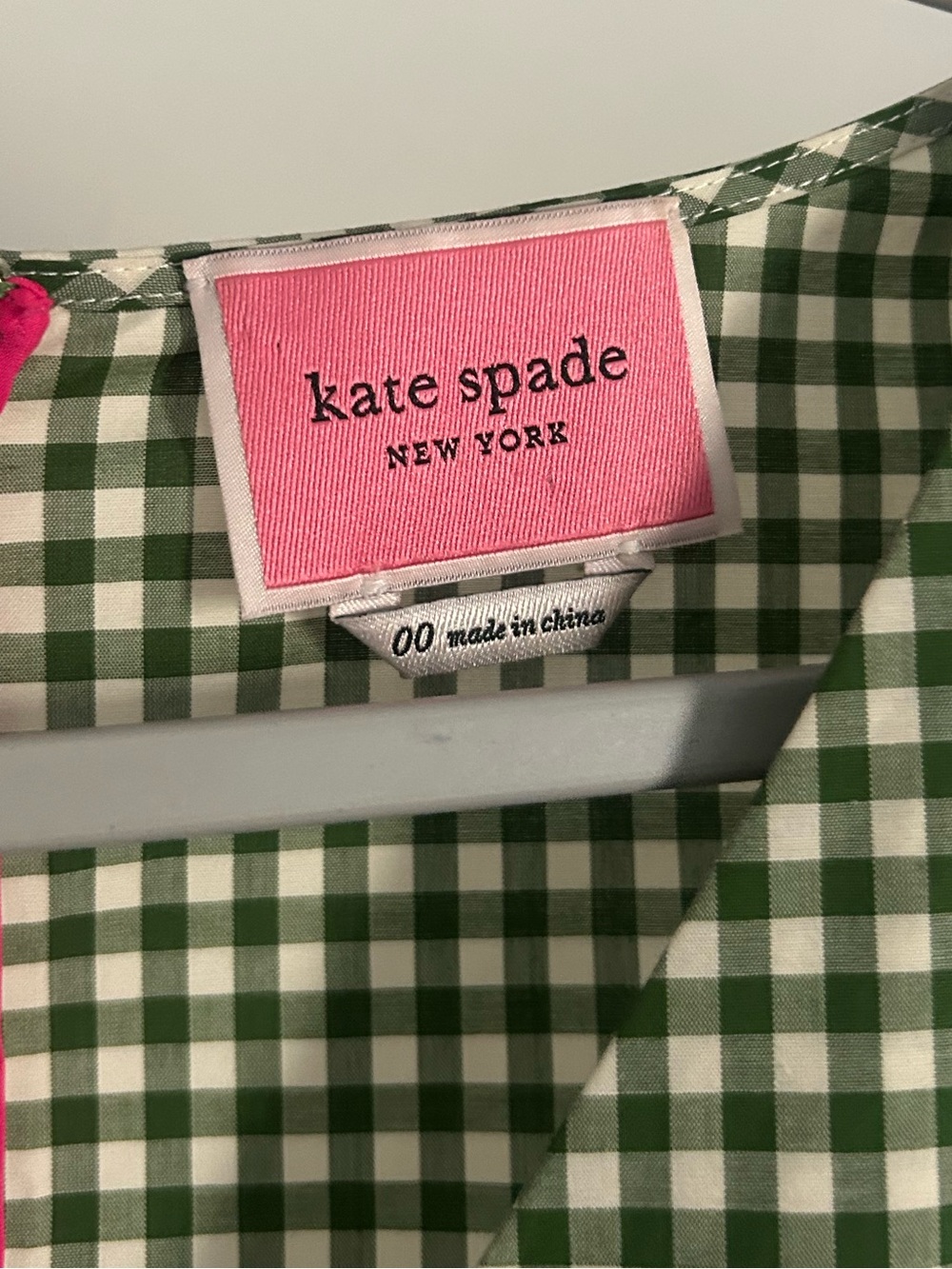 kate spade Green Gingham Dress with Pink Trim - Picture 4 of 5